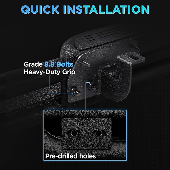 PZ Running Boards Compatible with 2024 2025 Toyota Tacoma Double Cab & Crew Cab (4 Full-Size Doors), Drop Side Steps Black Heavy Duty Carbon Steel Rails Nerf Bars