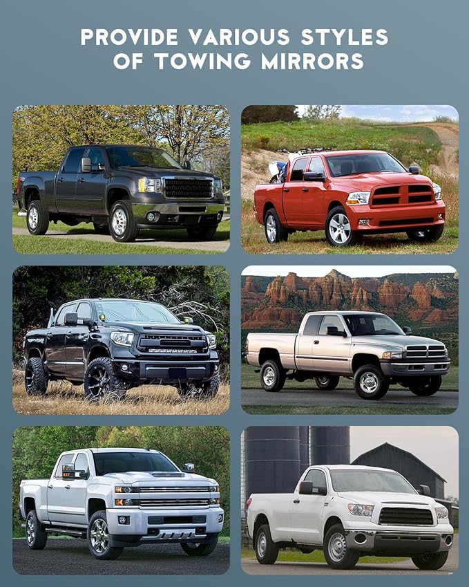 OCPTY Power Heated Towing Mirror Fit For Silverado 2500 HD 2019-2022 For Silverado 3500 HD 2019-2022 Power Heated Turn Signal Width Puddle Running Back-up Light Temp Sensor Chrome Driver & Passenger