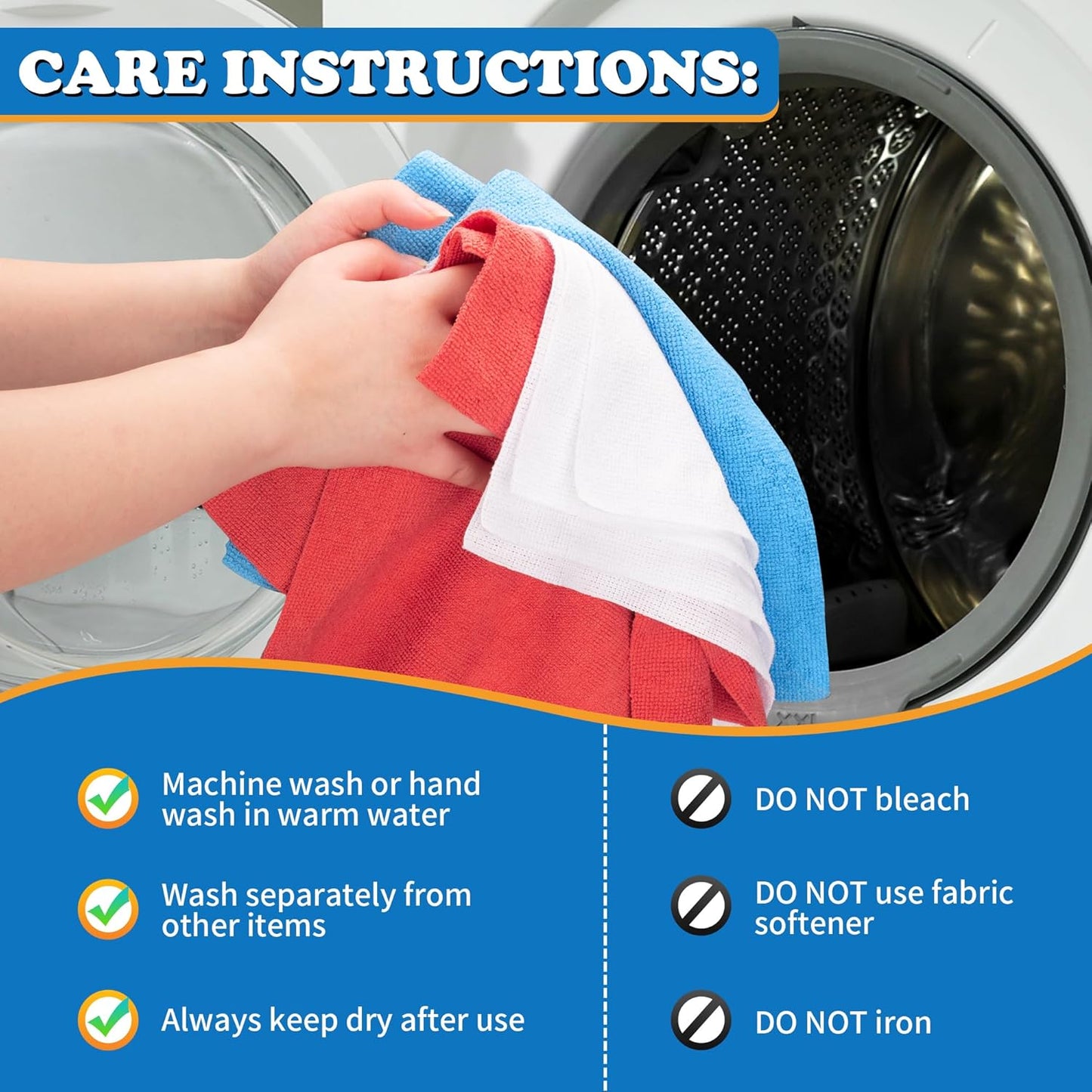 FIXSMITH Microfiber Cleaning Cloth, Pack of 12, Shop Towels Bulk, Microfiber Towels for Cars, Lint Free, Scratch-Free Cleaning Cloths, Cleaning Rags for Housekeeping, 11.5 x 11.5 inch