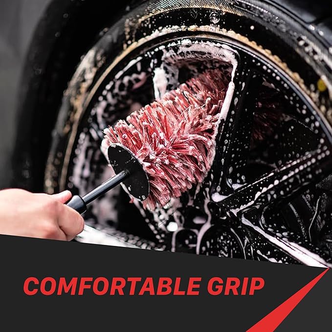Maxshine 6” Universal Bristle Wheel & Rim Brush | Short PP Handle with Soft Durable Bristles | Quick, Safe & Cleaning Tool for Wheels, Rims, Exhausts & Engine Bays | Detailing for Cars, Trucks & SUVs