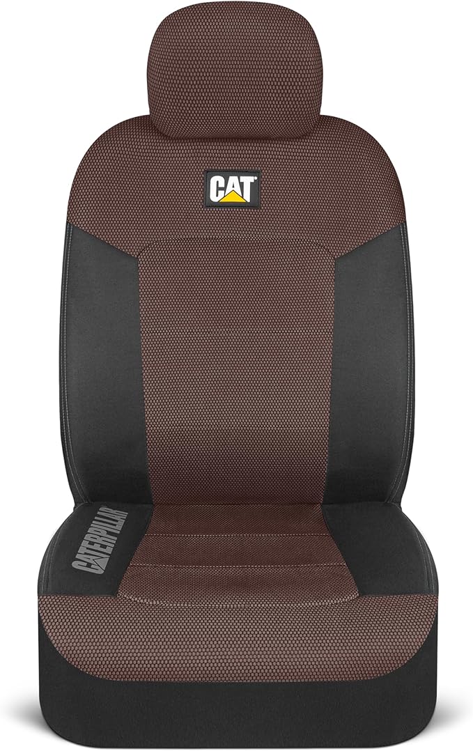 CAT Brown & Black Seat Covers for Cars, Trucks, & SUV - Set of (2) MeshFlex Car Seat Cover Front Seat Protectors - Airbag Compatible Seat Covers for SUV Interior Covers & Seat Cover Accessories