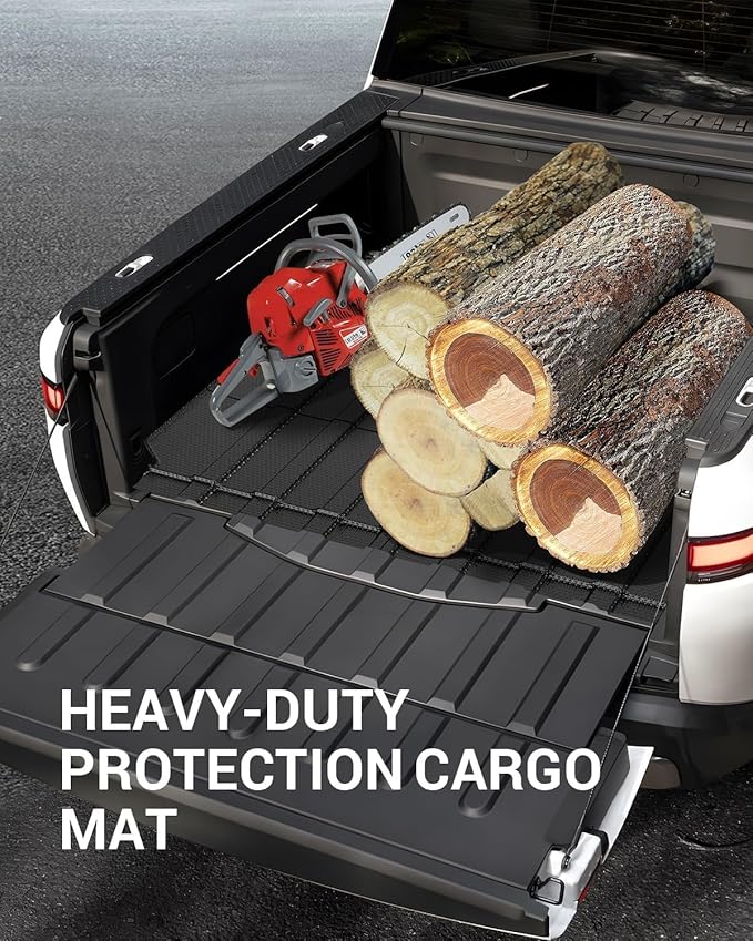 Ecarzo Bed Mat Compatible with 2026 2025 2024 2023 2022 Rivian R1T Accessories 5 FT Bed Liner TPE Cargo Mats Heavy Duty Rear Trunk Mat All Weather Protection