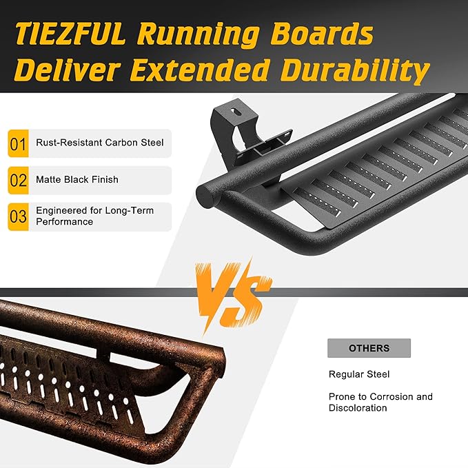 Running Boards Compatible with Chevy Colorado GMC Canyon 2015-2025 Crew Cab Two Stairs Offroad Heavy-Duty Steel Rock Sliders Step Bars Nerf Bars fit for 2015-2025 Chevrolet GMC Canyon CrewCab