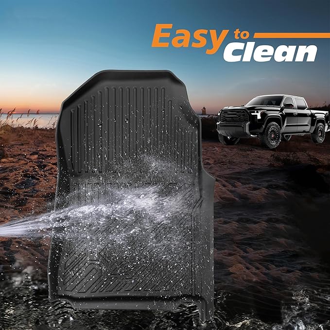 Floor Mats for Toyota Tundra (Only for CrewMax Cab 2014-2021), Custom Fit Front & Rear Row TPE All-Weather Car Liners for Trucks