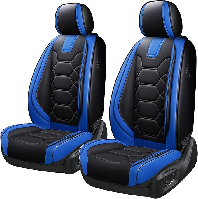 OASIS AUTO Car Seat Covers Front Seats, Waterproof Faux Leather Seat Covers for Cars Universal Fit for SUV, Truck, Sedan, Black Premium Car Seat Protector with Cushions