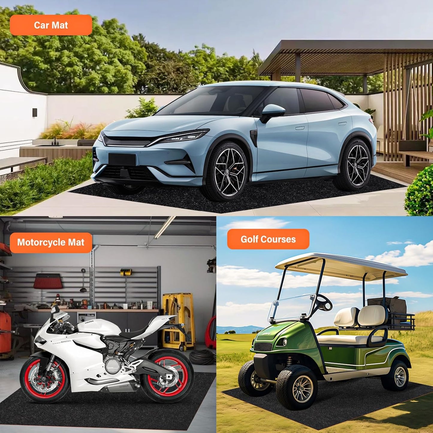 8.5 X 6.6 Ft Heavy Duty Oil Spill Mat, Garage Floor Mat for Under Car, 1/4inch Thicked Waterproof Rubber Backing Mat Protect Floor, Reusable Oil Drip Leak Absorbent Pads (Black, 8.5' x 6.6')