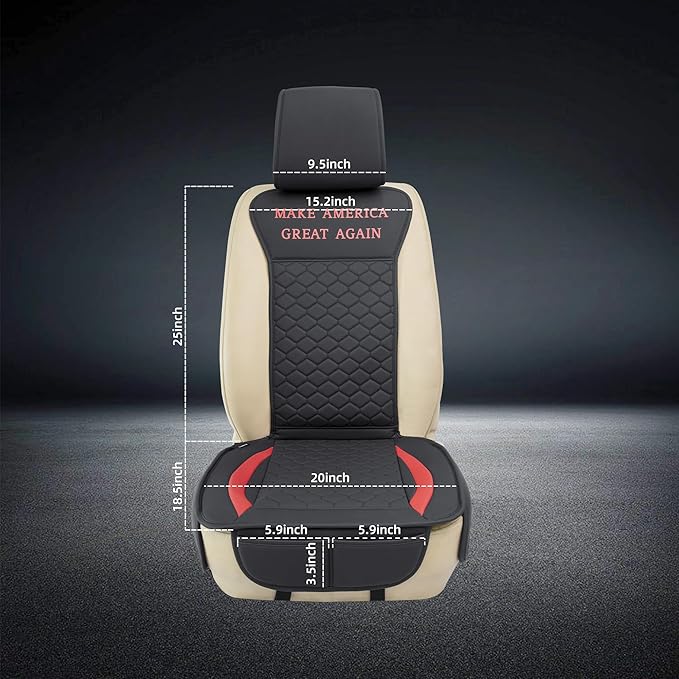 Elantrip 2PCs Front Car Seat Covers Leather MAGA Seat Protector Universal fit for Most Cars SUVs and Trucks Water Proof Seat Protector Black & Red