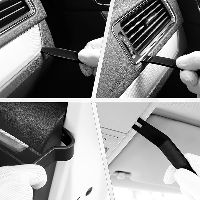 LivTee 5 pcs Auto Trim Removal Tool Kit, No Scratch Plastic Pry Tool Kit - Interior Door Panel Clip Fastener Removal Set for Vehicle Dash Radio Audio Installer (Black)
