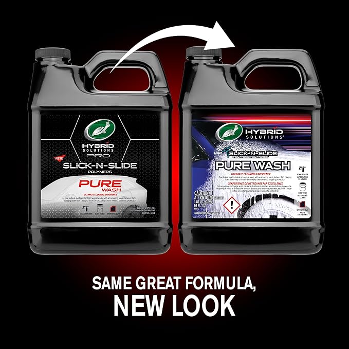 Turtle Wax 54320 Hybrid Solutions Slick-N-Slide Pure Wash, pH Neutral, Extreme Foaming Car Wash Soap, Hand Wash or Foam Cannon Application, Clay Bar Lubricant, Spot Free Clean, 64 oz. (Pack of 1)