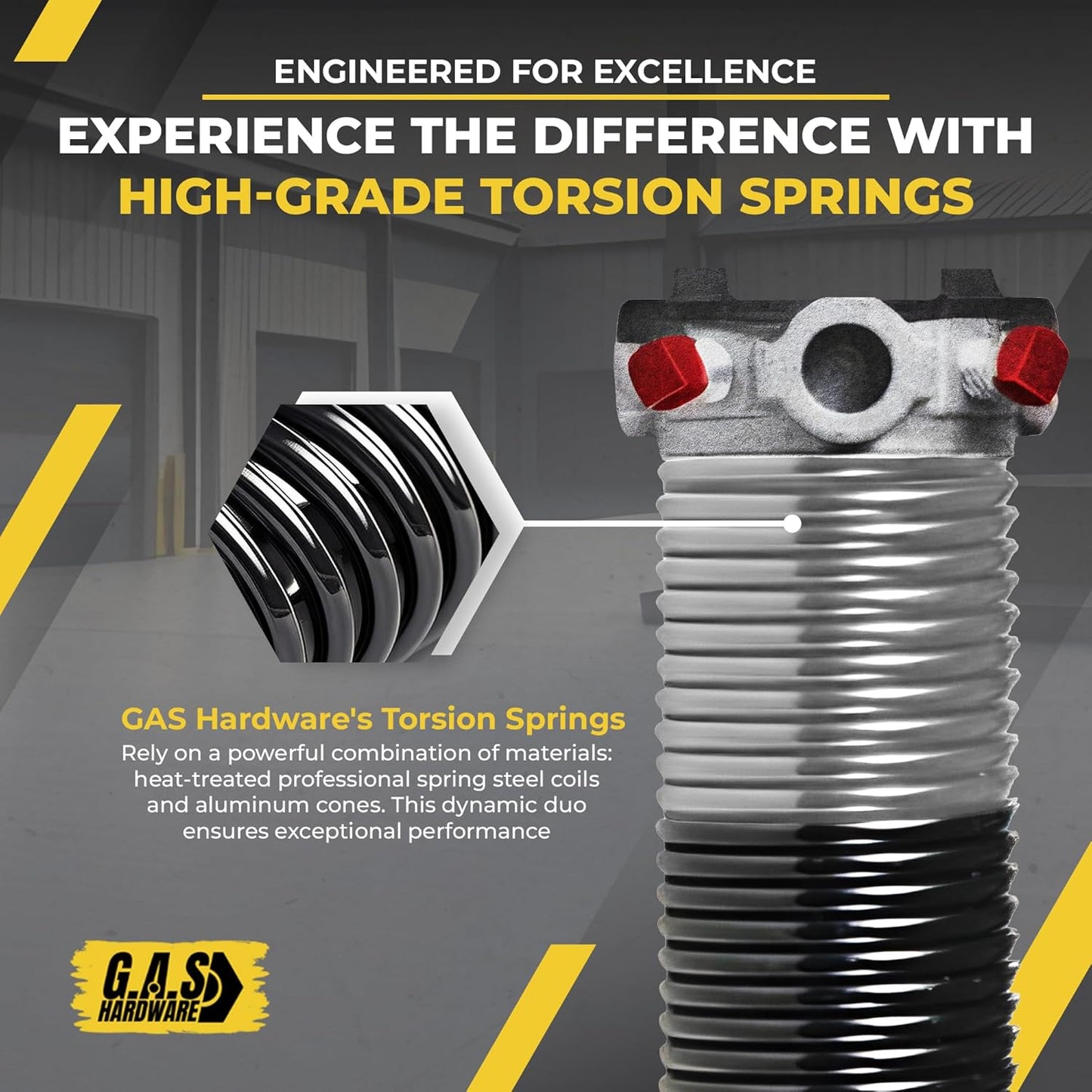 Garage Door Torsion Spring 218x1.75x24 Includes 1” Steel Bearing, Non-Slip Gloves, and Winding Bars for Left Side of Garage Door Precision E-Coating 5-Year Warranty Min. 30,000 Cycles (Red Cone)