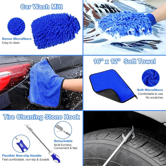 12Pcs Wheel Brush Kit for Cleaning Wheel and Tire, Wheel and Rim Brush, Car Detailing Brushes, Tire Brush, Bendable & Durable Car Wheel Rim Cleaner Brush Set,Car Detailing Cleaning Brush Supplies Kit