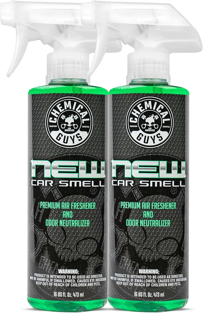 Chemical Guys New Car Smell Air Freshener and Odor Eliminator - Premium Spray for Cars, Trucks, SUVs, RVs and More - Interior Deodorizer That Neutralizes Lingering Odors, 16 fl oz, 2 Pack