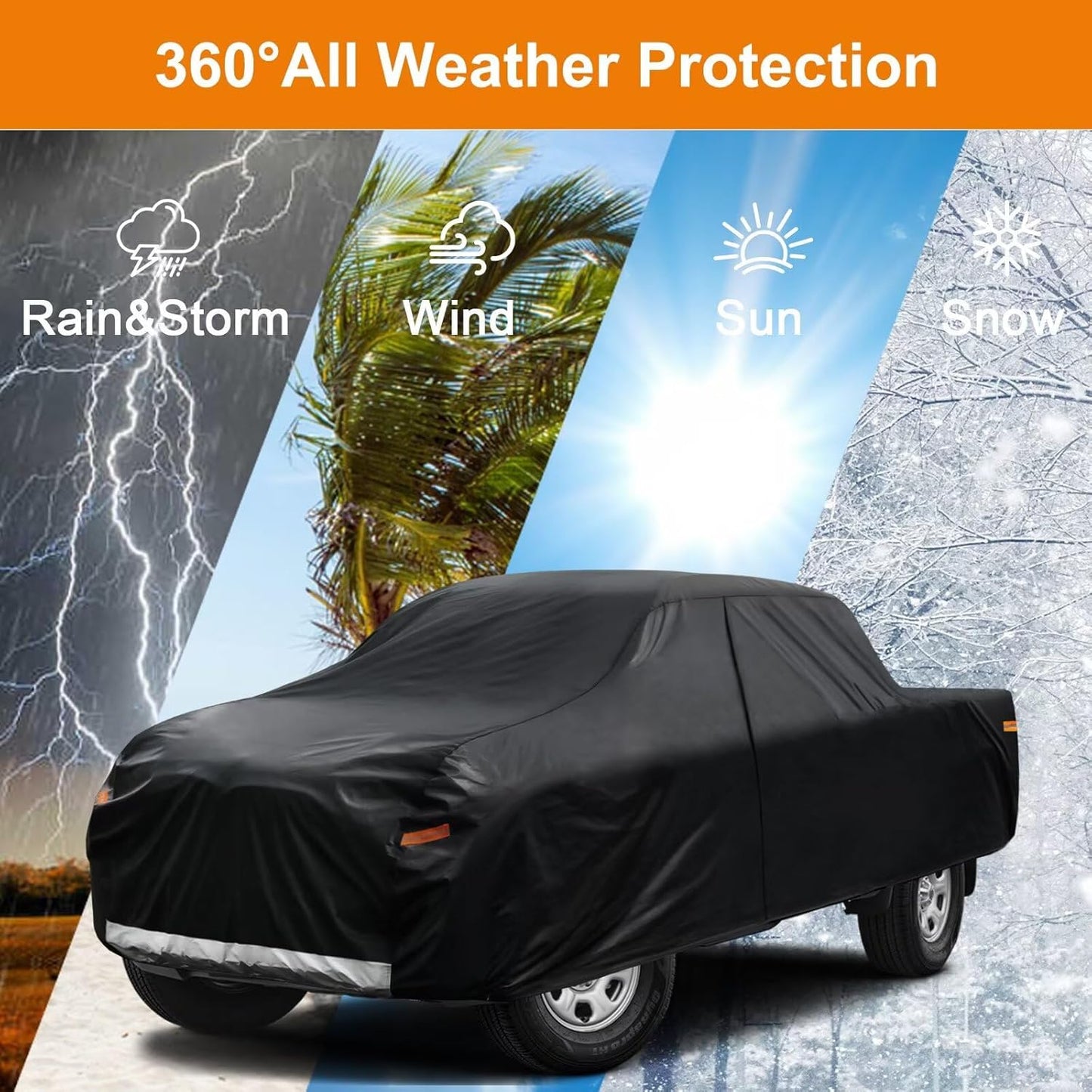 Kayme Truck Cover Custom Fit Ford Ranger(2019-2025) Super Cab/Crew Cab Short Bed. Full Exterior Heavy Duty Outdoor Pickup Truck Car Cover Waterproof All Weather.Car Tarp for Wind Sun Dust Protection.