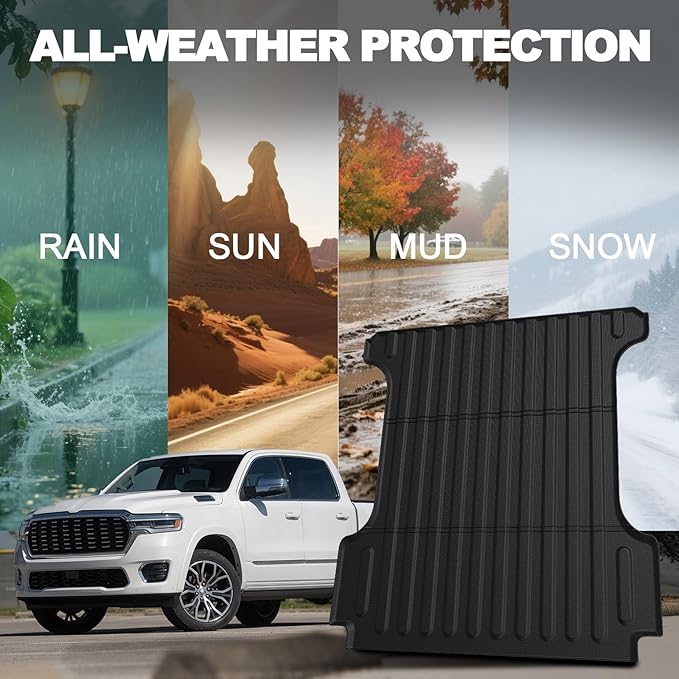 Bed Mat for Dodge Ram 1500/1500 RHO 2019-2026 & Ram 1500 Classic 2019-2024 Short Bed, All Weather Truck Bed Liner for 1500 Accessories, 5.7FT 67.4'' TPE Cargo Liner Truck Mat (Not for RamBox)