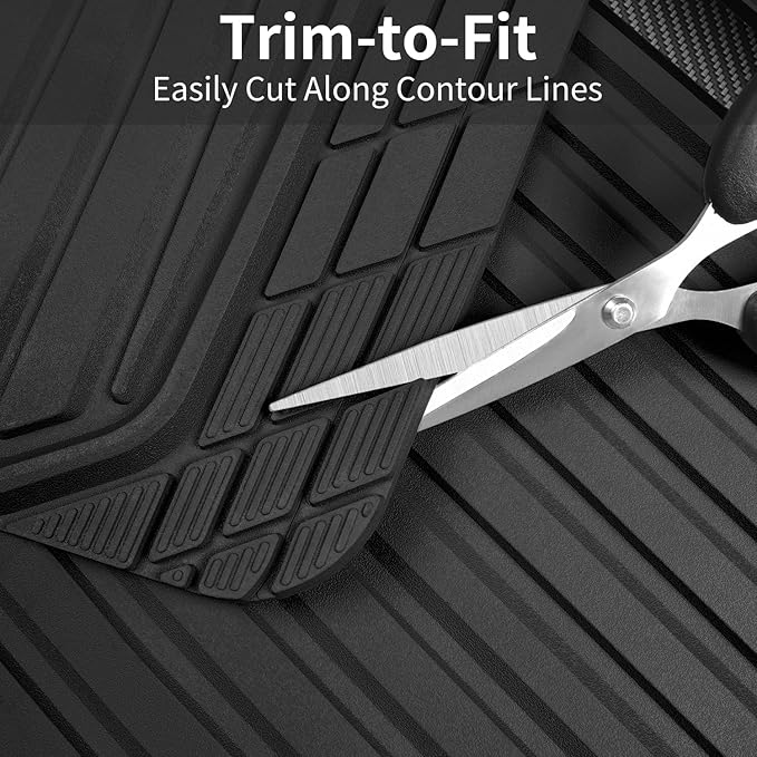 CAR PASS Heavy Duty Rubber Car Mats Metallic,Aluminum Film All Weather Floor Mats Waterproof Universal Trim to Fit SUVs Sedans Vans 4 Piece Anodized Deep Dish Two-Tone Sporty Carbon Fiber Black Chrome