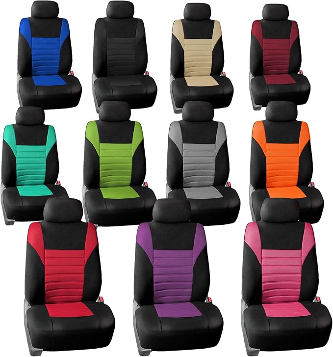 FH Group Automotive Car Seat Covers Front Set Premium 3D Air Mesh Front Seat Covers, Airbag Compatible Universal Fit Interior Accessories for Cars Trucks and SUVs - Blue