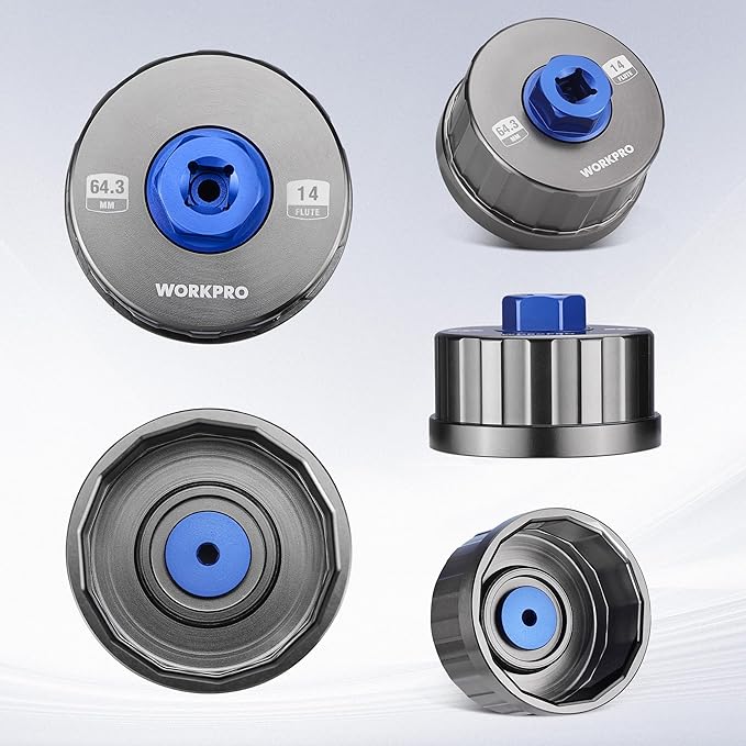 WORKPRO Oil Filter Wrench for Toyota Lexus..., 64mm 14 Flute Precision CNC Machined Aluminum Oil Filter Removal Tool for Toyota Camry, Tundra, Tacoma, 4Runner, RAV4 and More