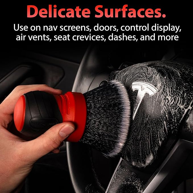 Adam's Polishes Large Multi-Purpose Detailing Brush Car Cleaning Brush Nylon Soft Bristles for Dusting or Scrubbing Interior & Delicate Surfaces, Screens, Seats, Leather, Vinyl, & More