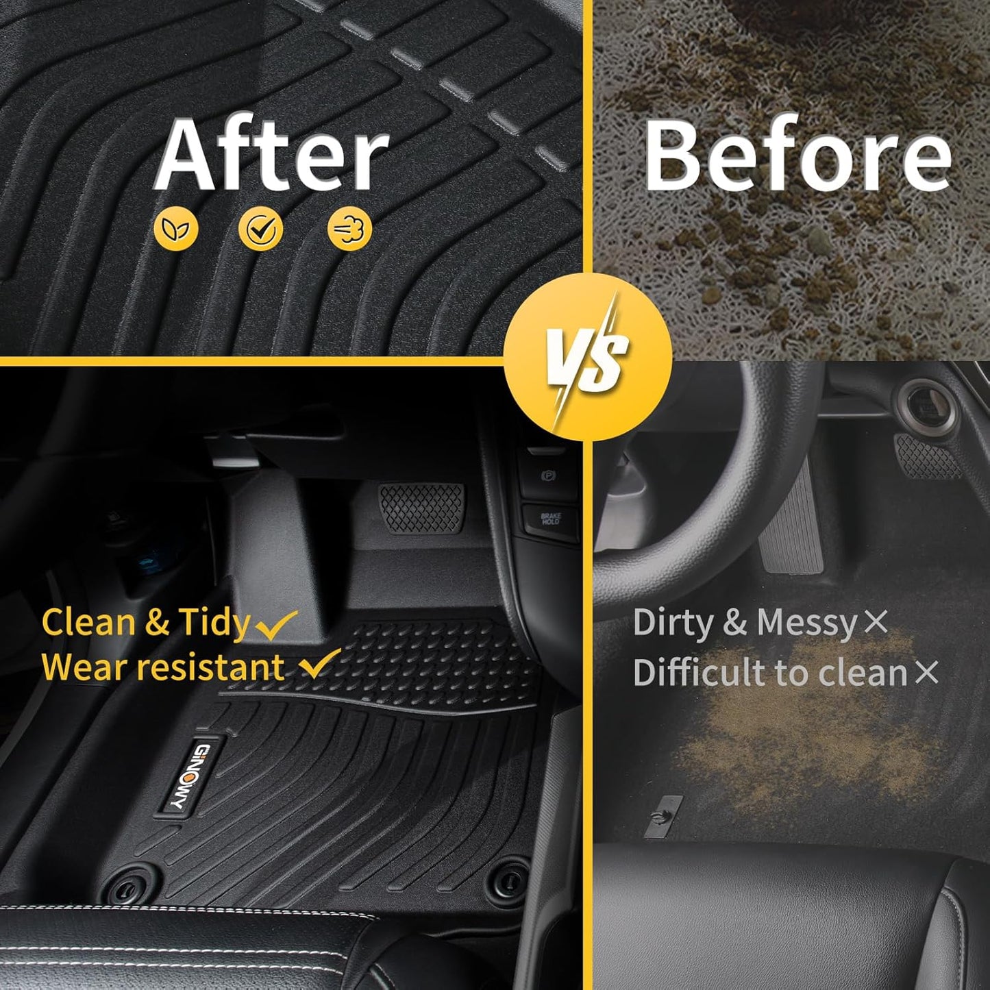 GINOWY-Floor Mats for Buick Enclave 2025, TPE All Weather Protection 2025 Enclave Car Floor Mats, Non-Slip Floor Liners Waterproof Enclave Accessories Mats,Black