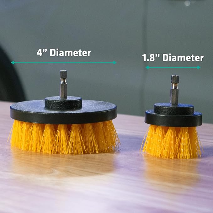 VIKING Drill Powered Carpet Cleaning Brushes for Car, Interior Cleaning Brush, Black and Yellow, 2 Pack