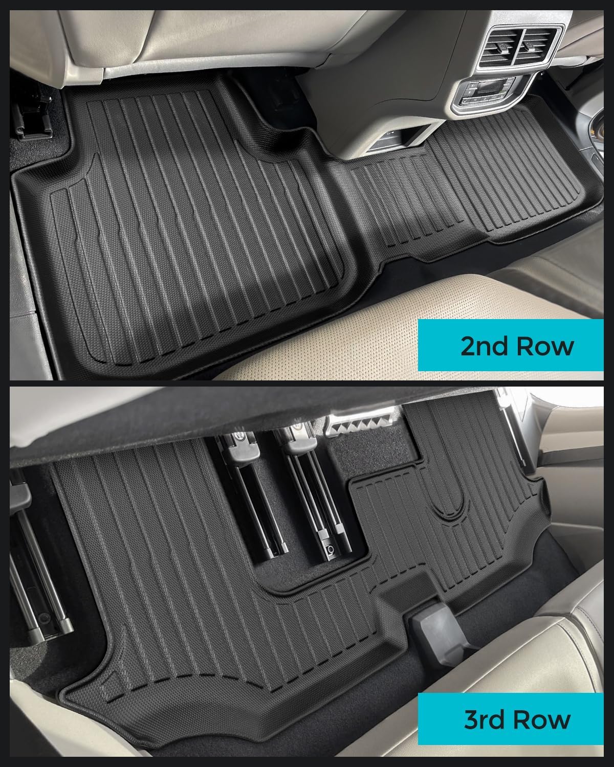 Floor Mats for Volkswagen VW Atlas 2018-2025 7 Seats, All Weather Car Mats Full Set(Back Seat Cover Trunk Mat Cargo Liner) for VW Altas Accessories 2018-2025, Custom Rubber Mats for Cars, Black