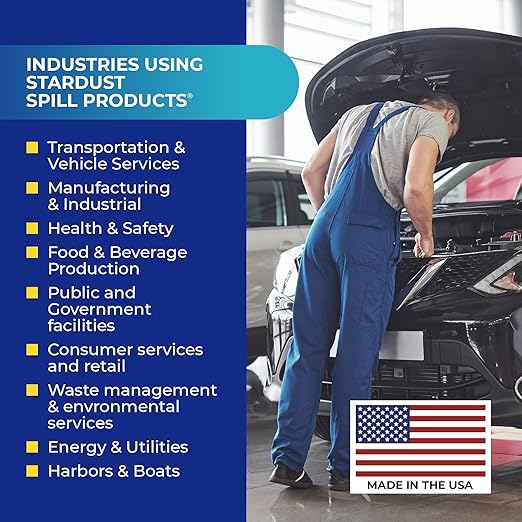 Stardust Spill Products Oil-Only Spill Kit – OSHA Compliant Solution for Vehicles, Industrial, & Restaurant Use, Emergency Response Oil Cleanup, 6-Pack