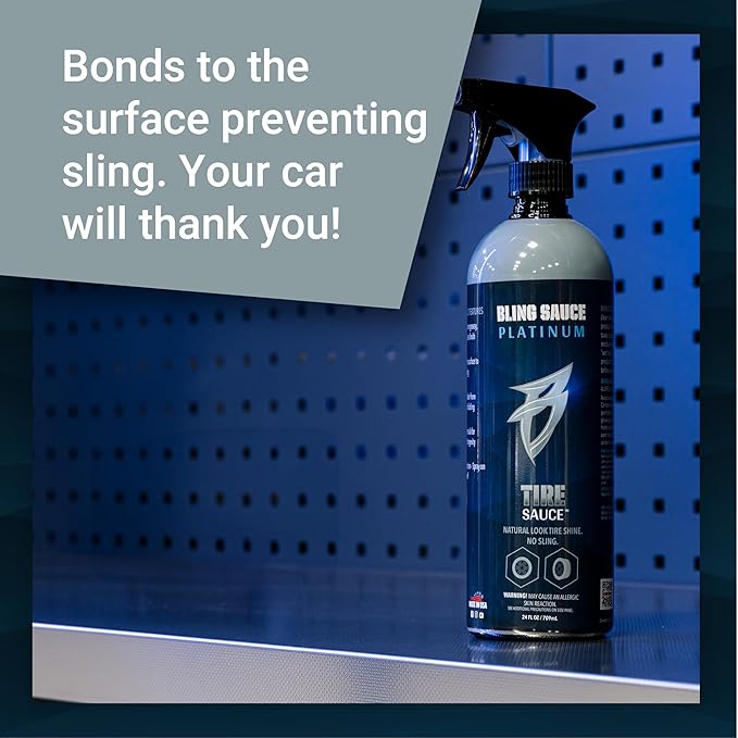 Bling Sauce Platinum Tire Sauce, Natural Look Tire Shine for Cars, Trucks, SUVs, 24oz.