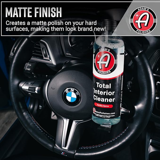 Adam's Polishes Total Interior Cleaner & Protectant, Quick Detailer & SiO2 Protection, Ceramic Infused, Anti-Static, OEM Finish, For Leather, Vinyl, Plastics, Glass & More