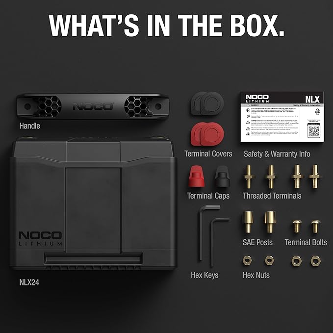 NOCO Lithium NLX24: 12V LiFePO4 Lithium Battery — Dual-Purpose — 90Ah Deep-Cycle + 1200A Group 24 Starter Battery — For Auto, Car Audio, Marine, Boat, RV, Off-Grid, Camper — UL Listed