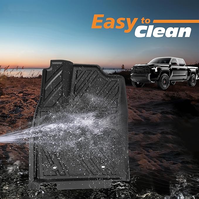 Floor Mats for Toyota Tundra (Only Fit CrewMax Cab 2022-2025), Custom Fit TPE All Weather Front & Rear Row Floor Liner Black