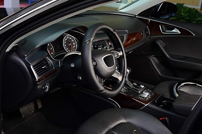 KAFEEK Steering Wheel Cover, Universal 15 inch, Microfiber Leather, Anti-Slip, Odorless,Black