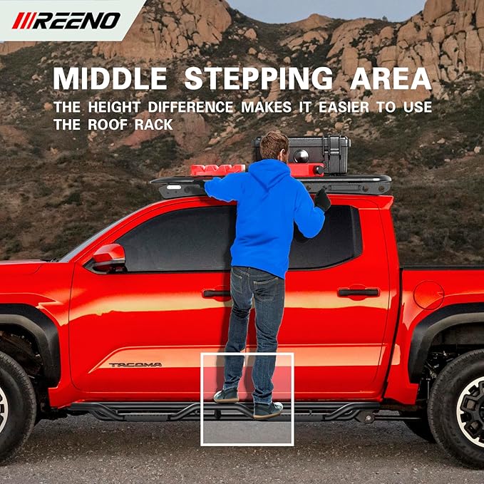 Heavy Duty Metal Running Boards Compatible with 2024+ Toyota Tacoma Double Cab with 4 Full Size Doors(4th Generation),Three Tube Side Steps 6.7'' Nerf Bars