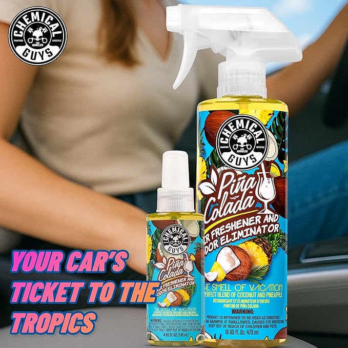 Chemical Guys AIR22916 Pina Colada Air Freshener and Odor Eliminator, (Great for Cars, Trucks, SUVs, RVs, Home, Office, Dorm Room & More) 16 fl oz