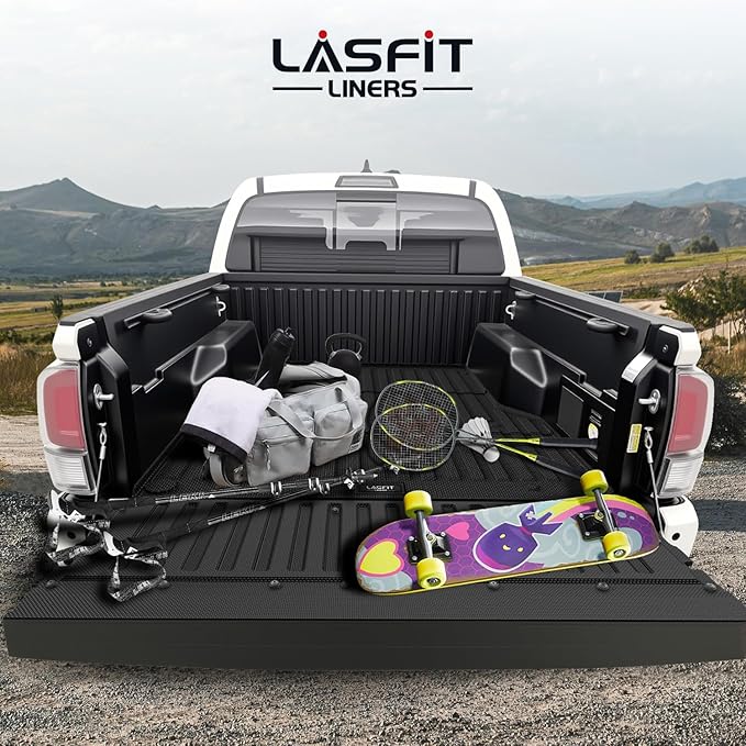 LASFIT Tailgate Mat for Toyota Tacoma 2005-2023 (Not Fit Drop-in Liners), All Weather Truck Tailgate Liner for Tacoma TPE Tailgate Protector Liner Tacoma 2005-2020 2021 2022 2023 Accessories, Black