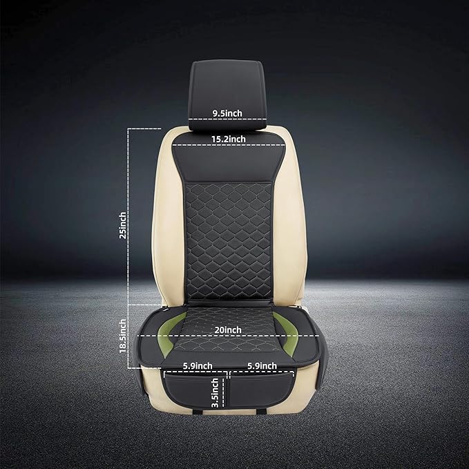 Elantrip 2PCs Front Car Seat Covers Leather Car Seat Protector Universal fit for Most Cars SUVs and Trucks Water Proof Seat Protector Black and Green