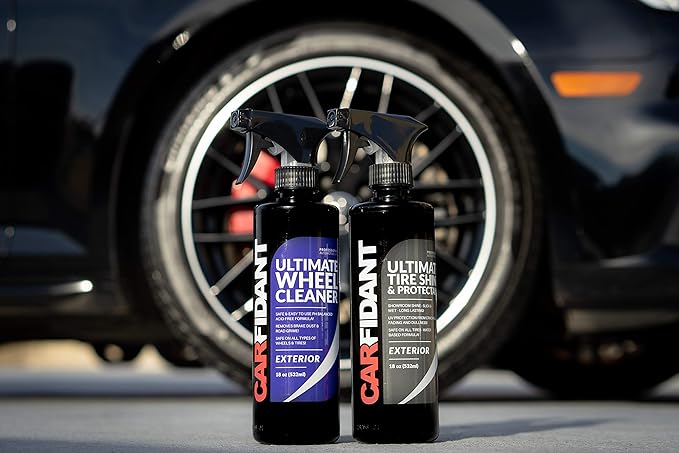 Carfidant Wheel Cleaner and Tire Cleaner – Safely Formula Quickly Removes Brake Dust, Grime & Dirt - Rim Cleaner Spray Safe for Alloy, Aluminium, Chrome and Tires- pH Neutral Solution – 17 fl Oz