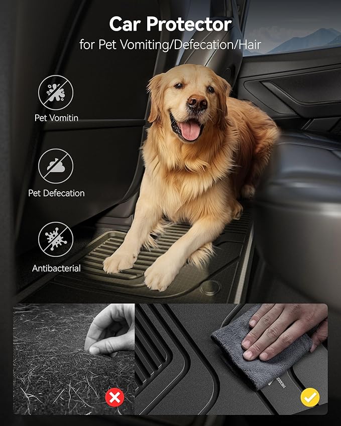 3W Floor Mats & Cargo Liner Fit Toyota Sienna 2024-2026 (Only for Platinum Version with Refrigerator) TPE Custom Fit Floor Liner and Trunk Mat for Sienna 7 Seat (w/o Spare tire)