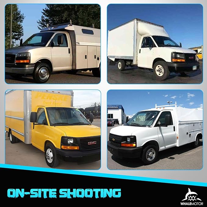 Tow Mirrors Compatible with Chevy Express GMC Savana 2003-2019 1500 2500 3500, Manual Folding Towing Van Side Mirrors Replacement, Set of Left&Right Side