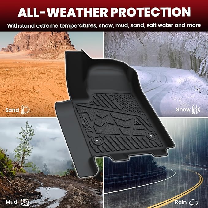 LASFIT Floor Mats for Chevrolet Chevy Silverado EV RST (Not Fit WT/LT/2026 Trail Boss) 2024-2025 & GMC Sierra EV Denali (Not Fit Elevation/AT4) 2024-2026, All Weather TPE Custom Fit Floor Liners