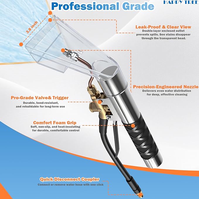 Happy Tree Universal Fit All Brands' Shop Vac Extractor Hose Kit Adapter Wet-dry Extraction Accessory for Upholstery & Carpet Cleaning Auto Detailing Wet Vaccum Accessories with 25 Feet Water Hose