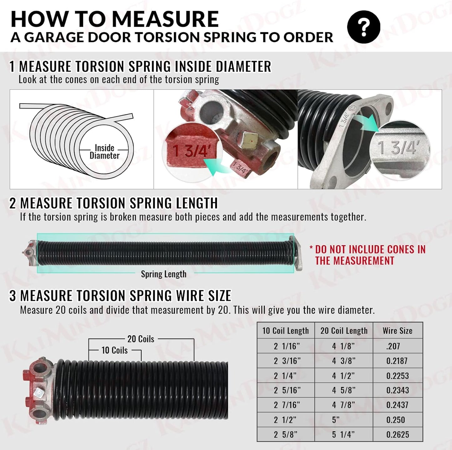 Pair of 1.75" Garage Door Torsion Springs Set with Non-Slip Winding Bars&Gloves, High Precision Electrophoresis Oil-Free Black Coated for Replacement, MIN 16,000 Cycles (0.250 x 1.75"x 35")