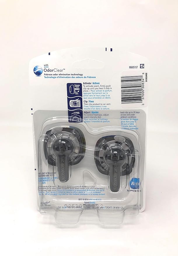 Febreze Car Odor-Eliminating Air Freshener, Downy April Fresh scent, 2 count (Pack of 4)