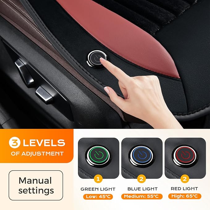 Coverado Front Seat Covers, Comfortable Front Seat Cushion and Back Support Cover, Soft Velour & Leather Car Seat Protector, Winter Seat Cover Universal Fit for Most Cars, Suvs Trucks