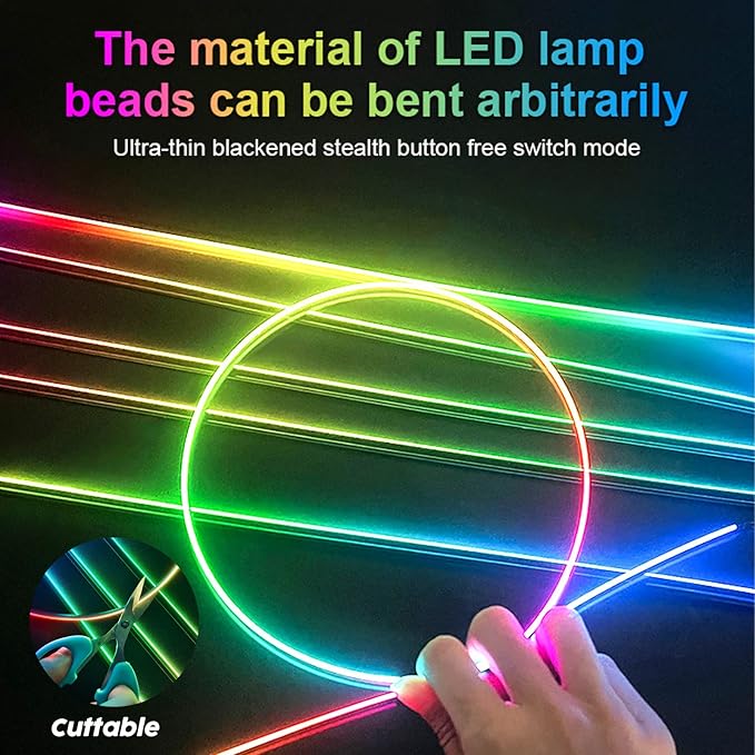 Interior Car LED Lights, RGB Dream Color Acrylic LED Lights for Car, Ambient Lighting Kits with Wireless APP and RF Remote Control, Music Sync Dynamic Chasing (10 in 1)