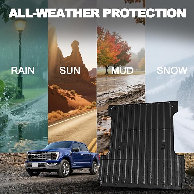 Truck Bed Mat for Ford F150 2015-2025, All Weather Trunk Bed Liner for 2025 Ford F-150 Accessories, 5.5FT 67.1'' TPE Cargo Liner Truck Mat (Not Fit 6.5FT/8FT Bed)