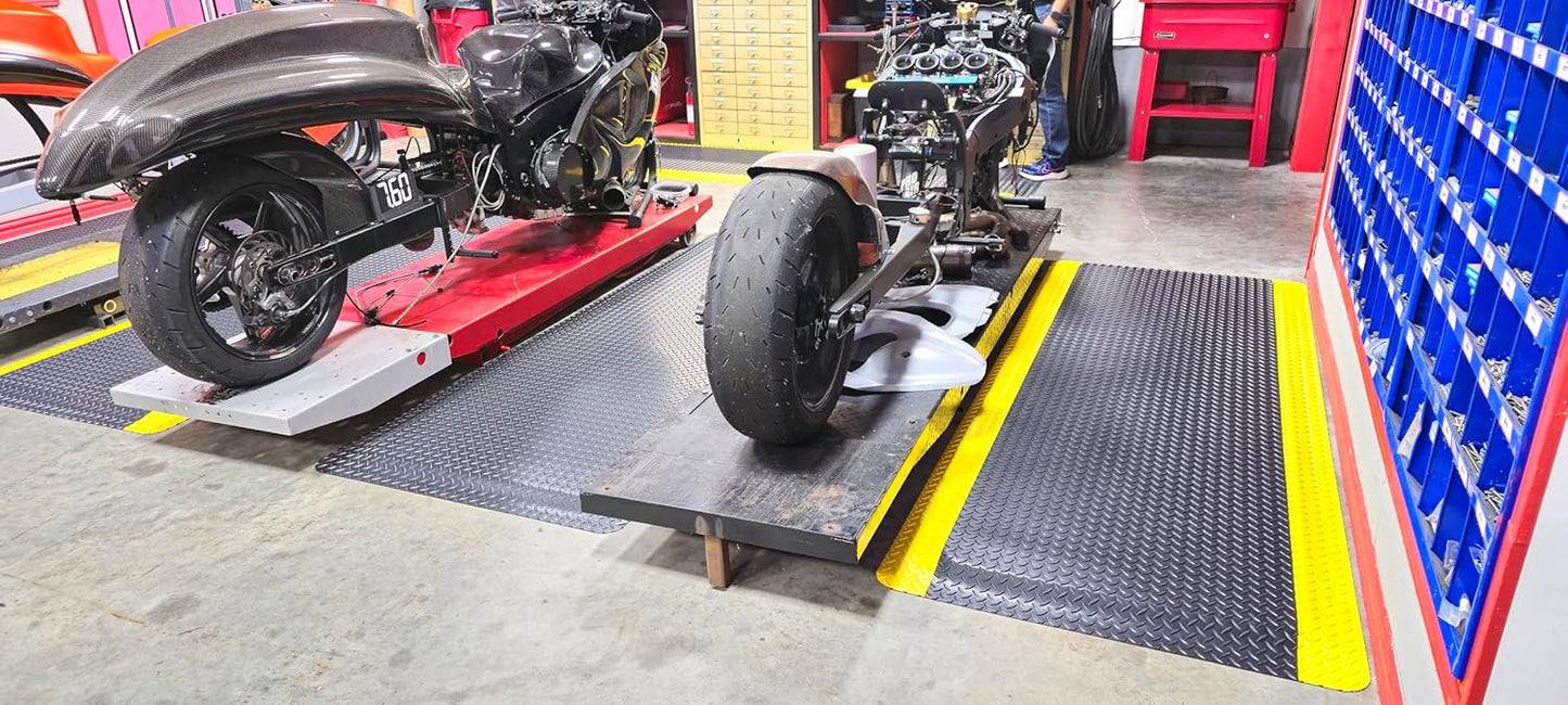 Rhino Mats, American Classic Diamond Anti-Fatigue Mats, Industrial Ergonomic Comfort Standing Mat for Work, Home, Garage, Office, Kitchen or Anywhere (Black/Yellow 1" Thick, 4 FT. x 7 FT.)