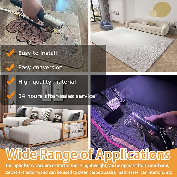 Carpet Extractor Wand with 1/4"Quick Disconnect Coupler Valve for Shop Vac/Mytee & Most upholstery vacuum extractor ,Upholstery Cleaning Tool for Carpet Cleaning/Car Detailing, Extractor Head