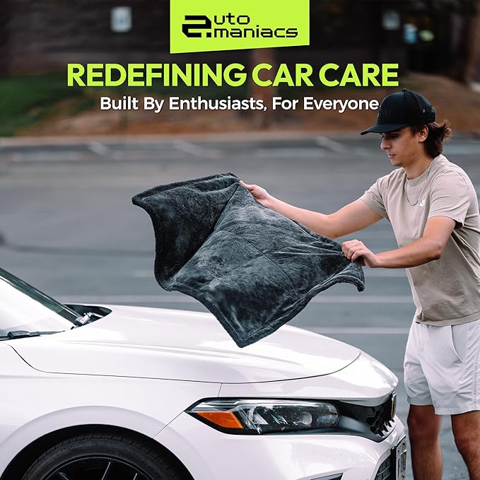 AutoManiacs Drying Towel for Car Detailing, 1500 GSM Ultra Super Absorbent, 24"x36" XL Soft Microfiber Towels for Cars, Twisted-Loop & Streak Free Microfiber Towels for Cars, Trucks, SUVs