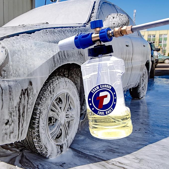 Tool Daily Foam Cannon for Pressure Washer, Adjustable Foam Blaster, Snow Foam Lance with M22 and 1/4 Inch Quick Connect, Additional Orifice Nozzle 1.1mm, 1.5 Liter