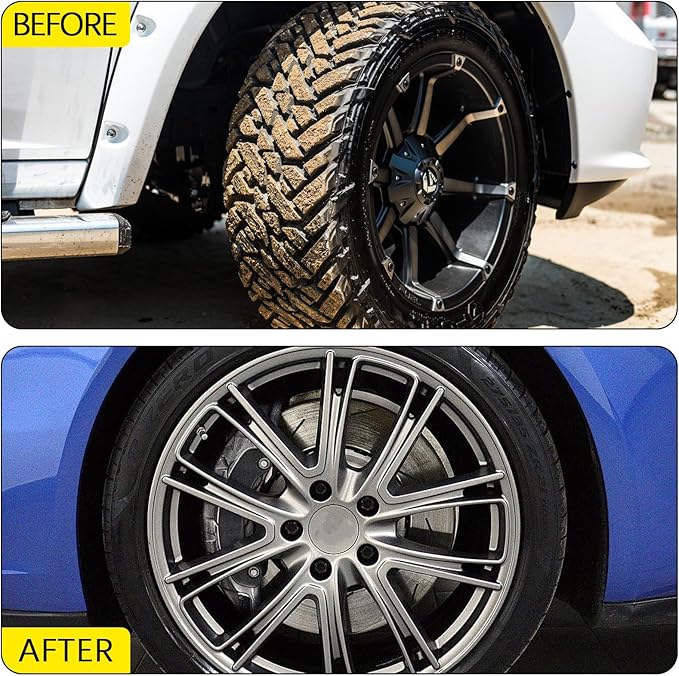 Wheel Brush Kit for Cleaning Wheel and Tire, 2 Soft Bendable Wheel Woolies Cleaning Brush, Stiff Tire Brush, Detailing Brush, Flexible&Durable Wheel Rim Cleaner Brush Set (Red)